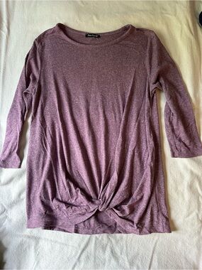 Pink Clover Mauve Twist-Front 3/4 Sleeve Top